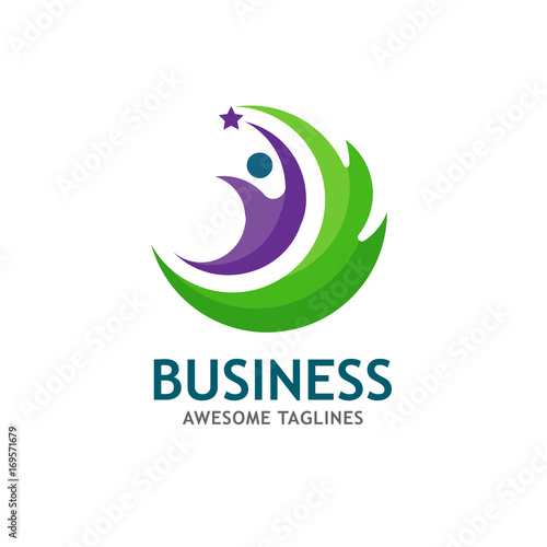 Tableau sur toile green leaf ecology and fitness health vector, people health logo and abstract or