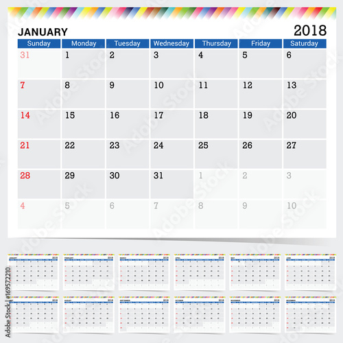 calendar planner for year 2018 blue version