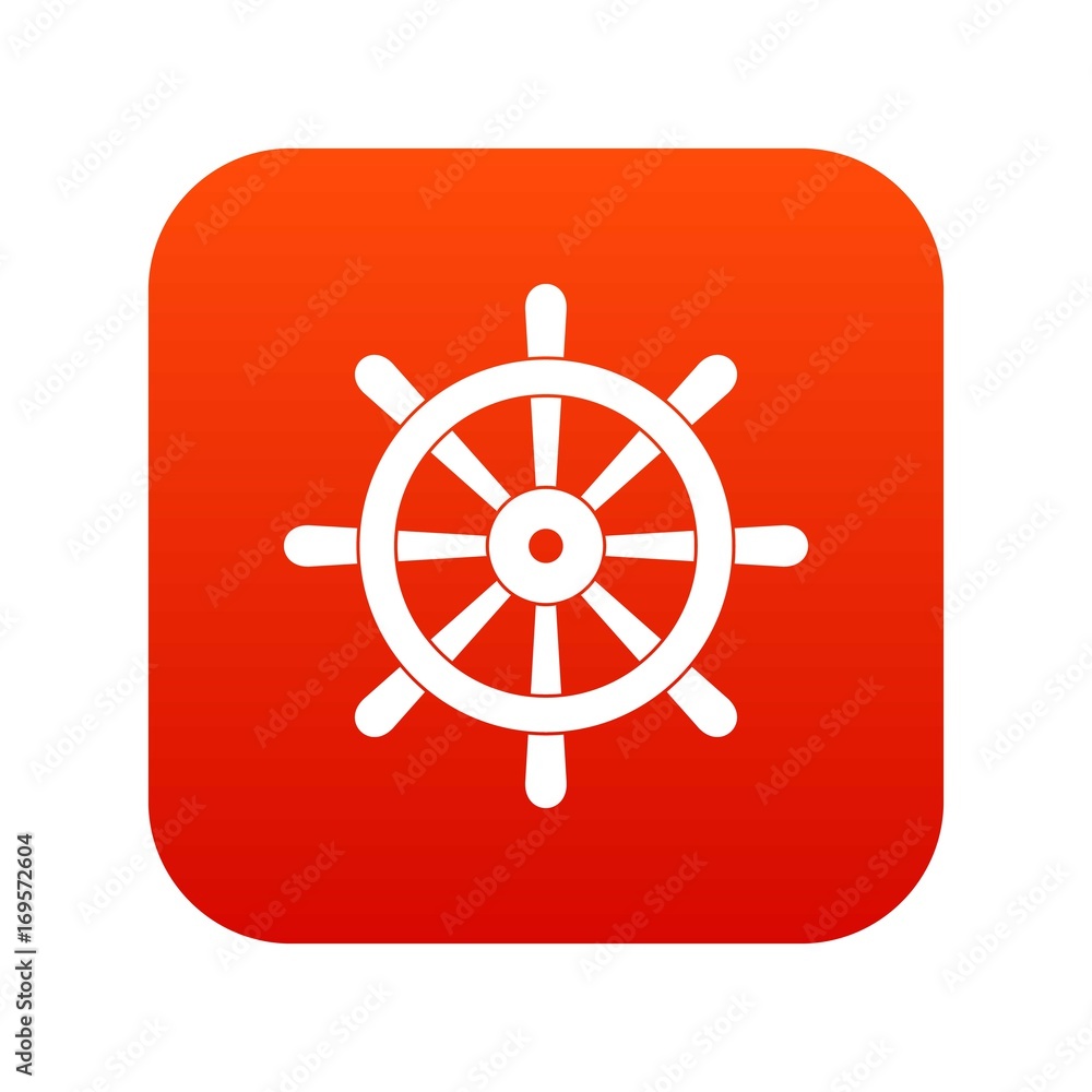 Wooden ship wheel icon digital red Wooden ship wheel icon digital red