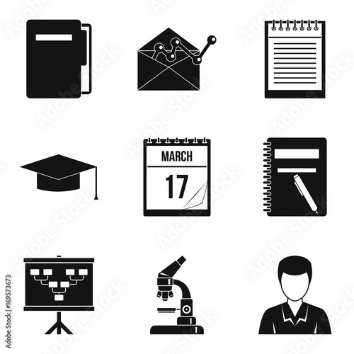 Learned icons set, simple style