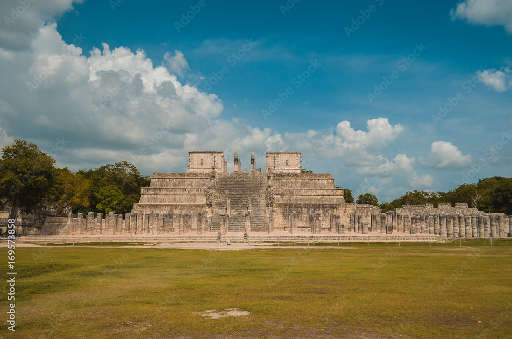 Ruins of Chichen Itza, Mexico, Mayan ruins, composition.