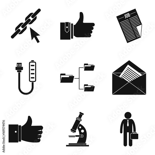 Accounting icons set, simple style