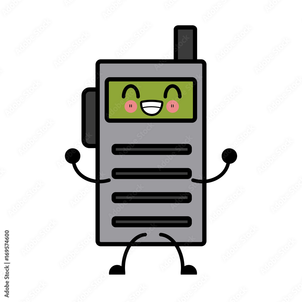 kawaii walkie talkie communication radio cartoon vector illustration Stock  Vector | Adobe Stock