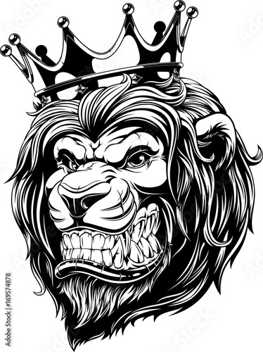 Fototapeta Naklejka Na Ścianę i Meble -  .The head of a lion in the crown