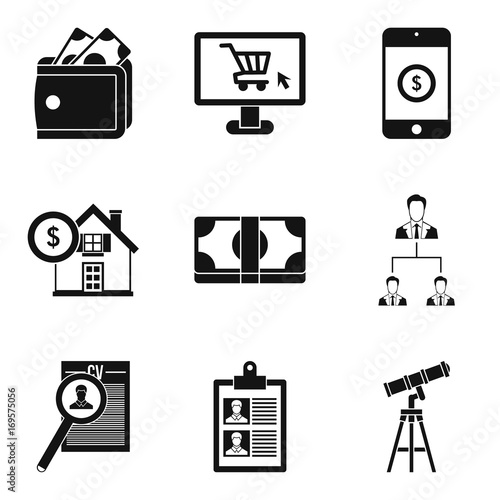 Jackpot icons set, simple style