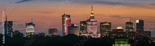 Panoramic view of Warsaw city downtown