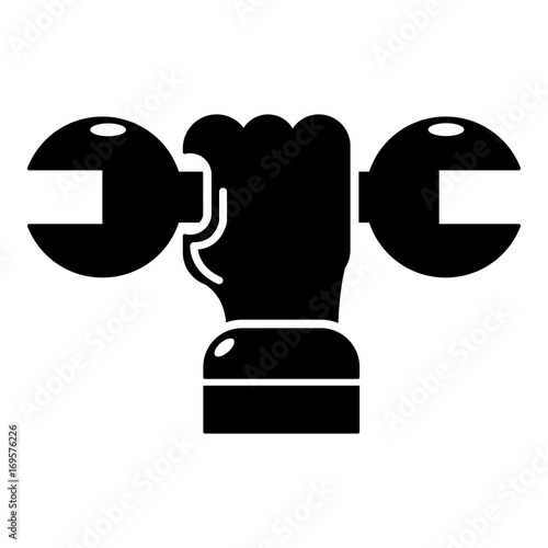 Hand wrench icon, simple black style photo