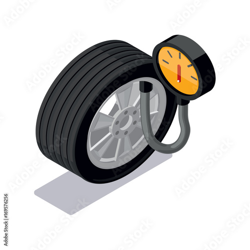 Isometric car compressor icon
