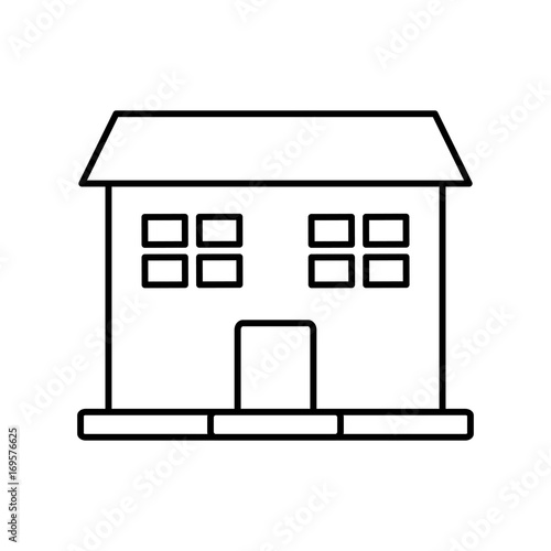 outline house windows door residence exterior vector illustration