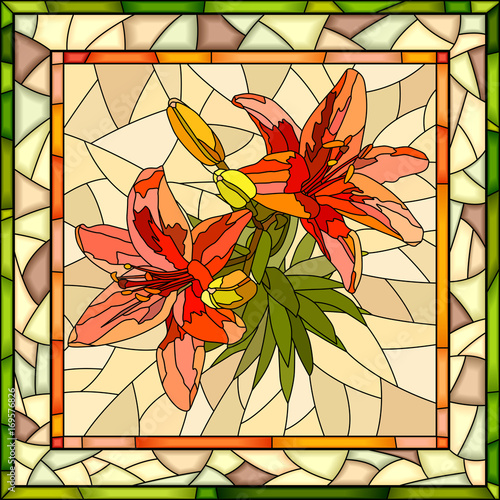 Fototapeta Naklejka Na Ścianę i Meble -  Vector illustration of flower red lilies.