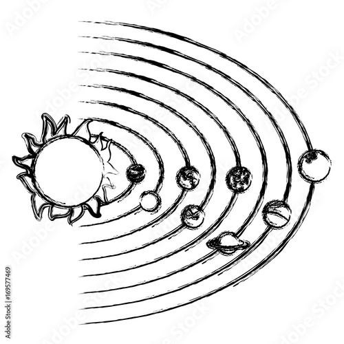 solar system with planets and sun orbit science astronomy space vector illustration