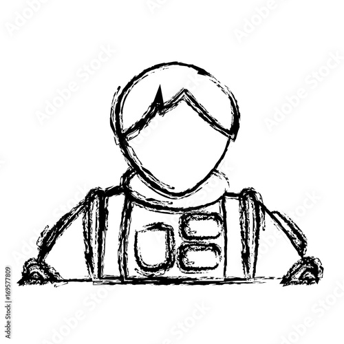 the portrait of astronaut man in a spacesuit exploring