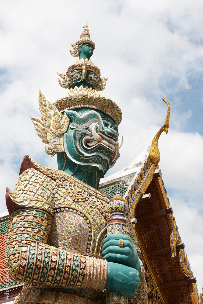 Sculpture at the Grand Palace in Bangkok. Phra Borom Maha Ratcha Wang - Thailand. 