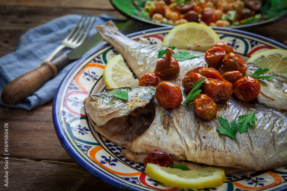 Homemade seabass with parsley