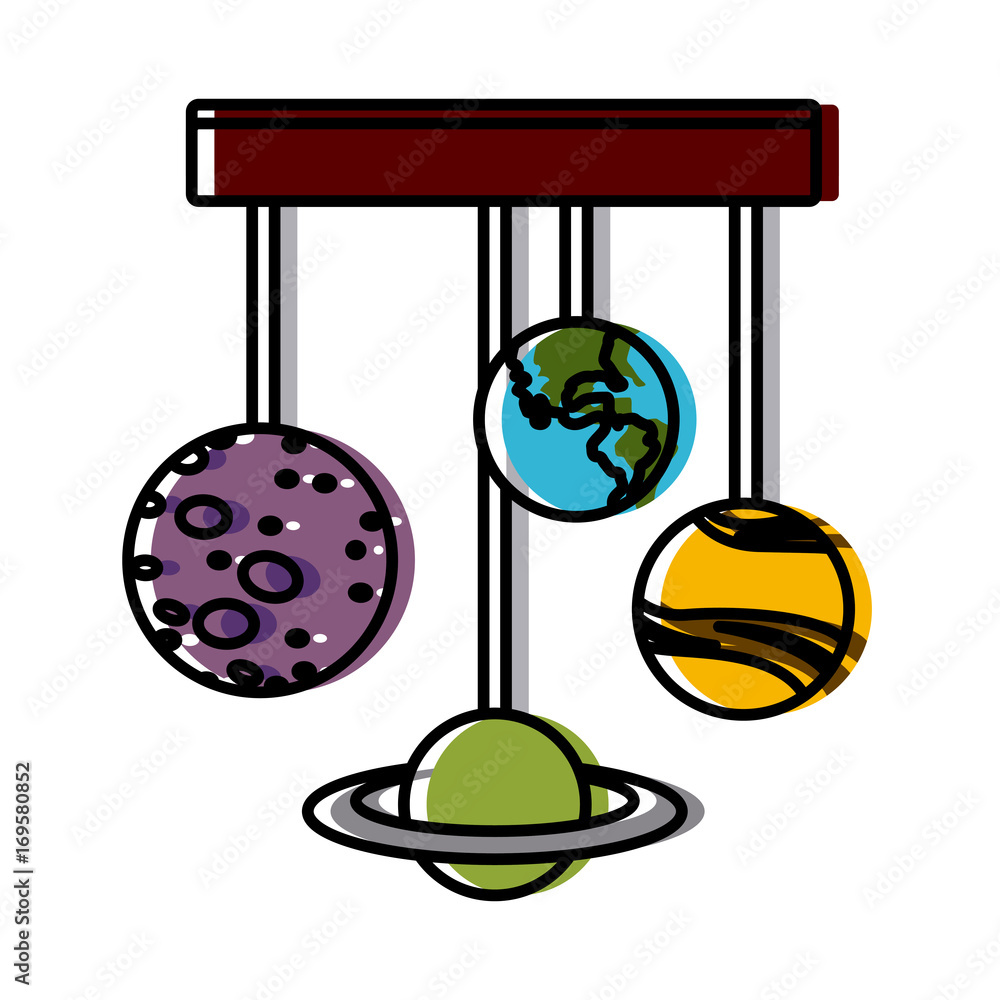 hanging earth and others planet space icon vector illustration hanging earth and others planet space icon vector illustration