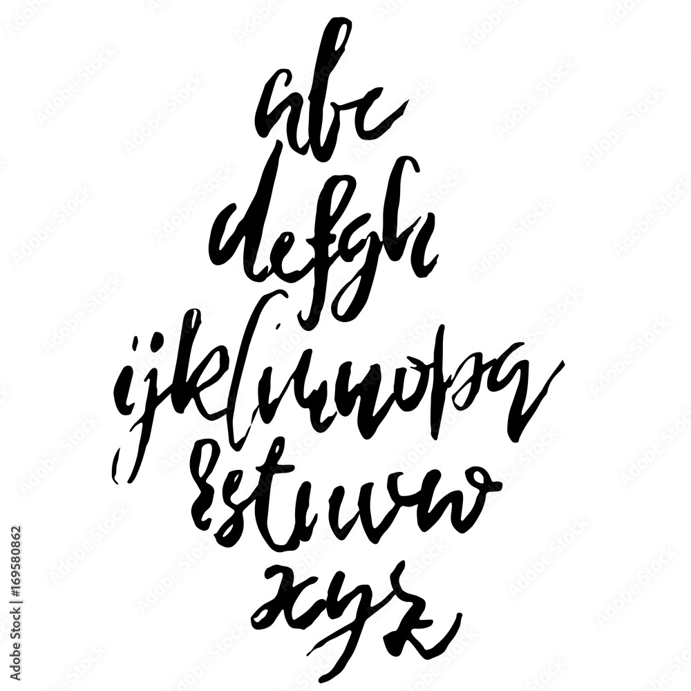 Hand drawn dry brush font. Modern brush lettering. Grunge style alphabet. Vector illustration. Hand drawn dry brush font. Modern brush lettering. Grunge style alphabet. Vector illustration.