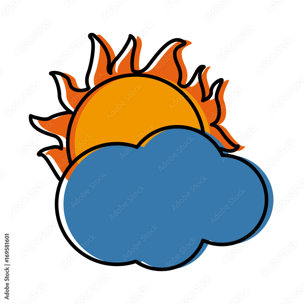 cloud with sun weather sky image vector illustration cloud with sun weather sky image vector illustration