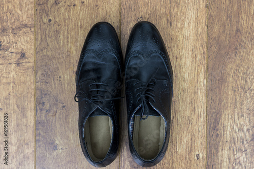 A pair of smart balck mens shoes