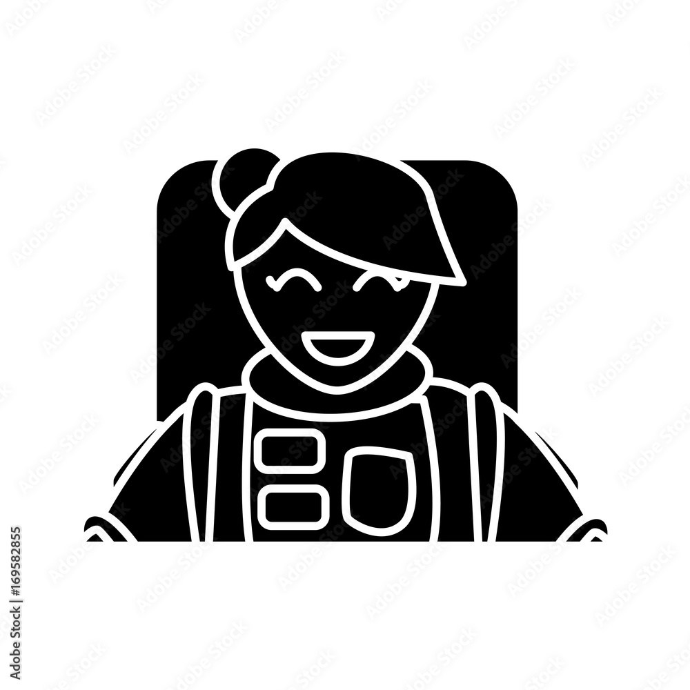 the portrait of astronaut woman in a spacesuit exploring vector illustration