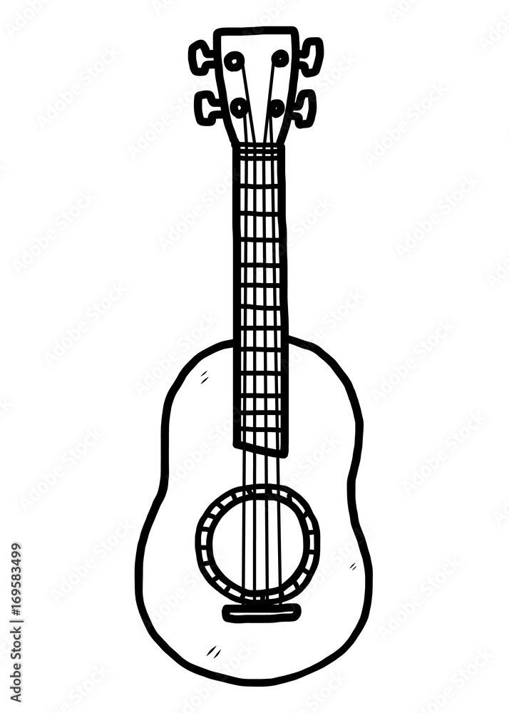 Obraz premium guitar / cartoon vector and illustration, black and white, hand drawn, sketch style, isolated on white background.