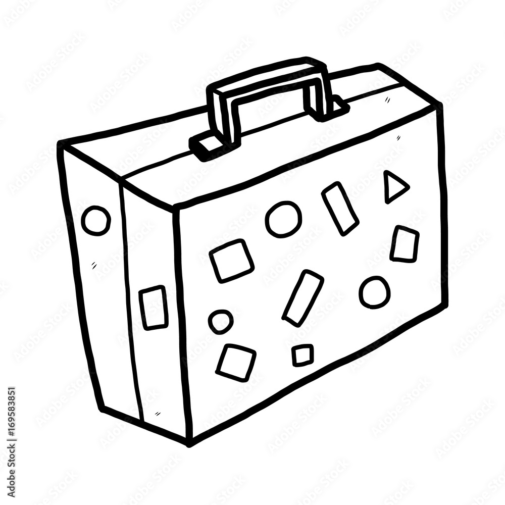 travel bag / cartoon vector and illustration, black and white, hand drawn, sketch style, isolated on white background. travel bag / cartoon vector and illustration, black and white, hand drawn, sketch style, isolated on white background.