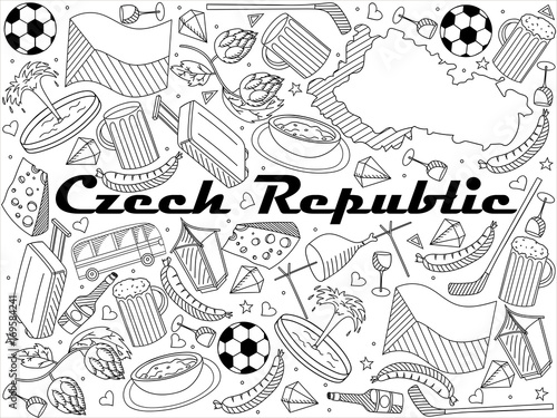 Czech Republic line art design vector illustration