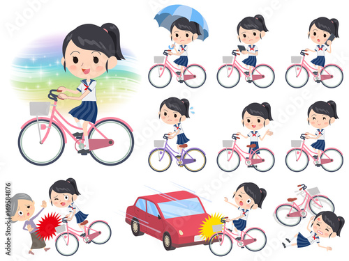shortsleeved shirt Sailor suit_city bicycle