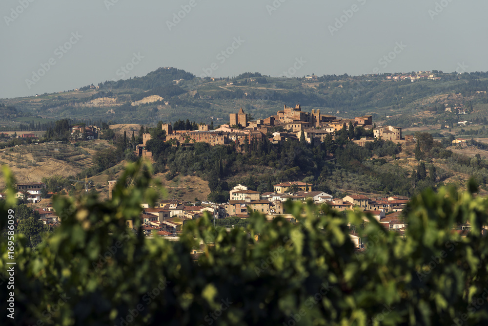 Tuscany village of Certaldo high at sunset