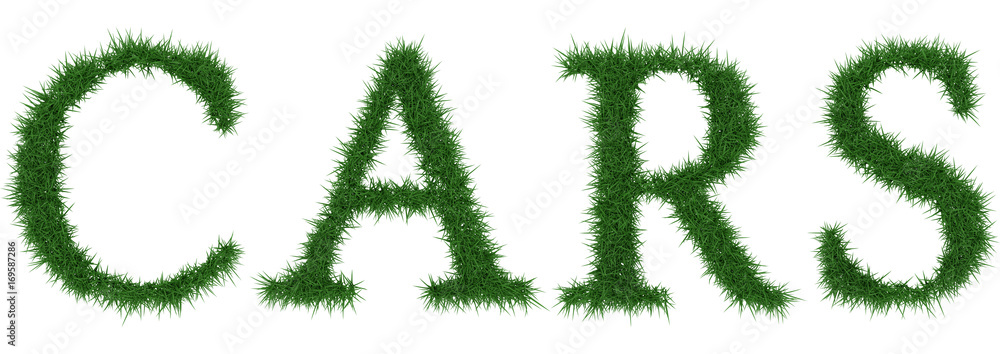 Cars - 3D rendering fresh Grass letters isolated on whhite background. Cars - 3D rendering fresh Grass letters isolated on whhite background.