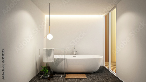 bathroom and balcony for artwork of hotel or apartment , Interior Design - 3D Rendering