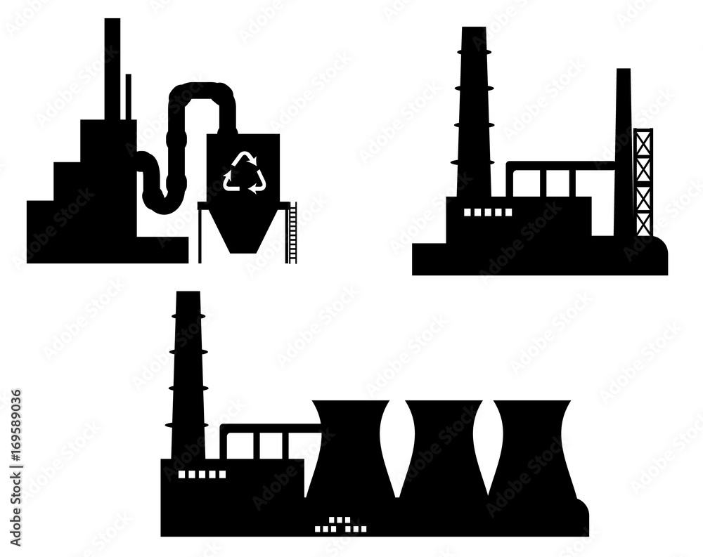 set of Industry icon silhouettes set of Industry icon silhouettes