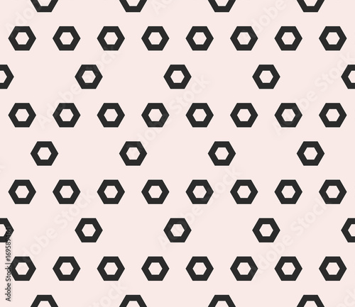 Hexagon texture, vector monochrome seamless pattern, perforated hex shapes