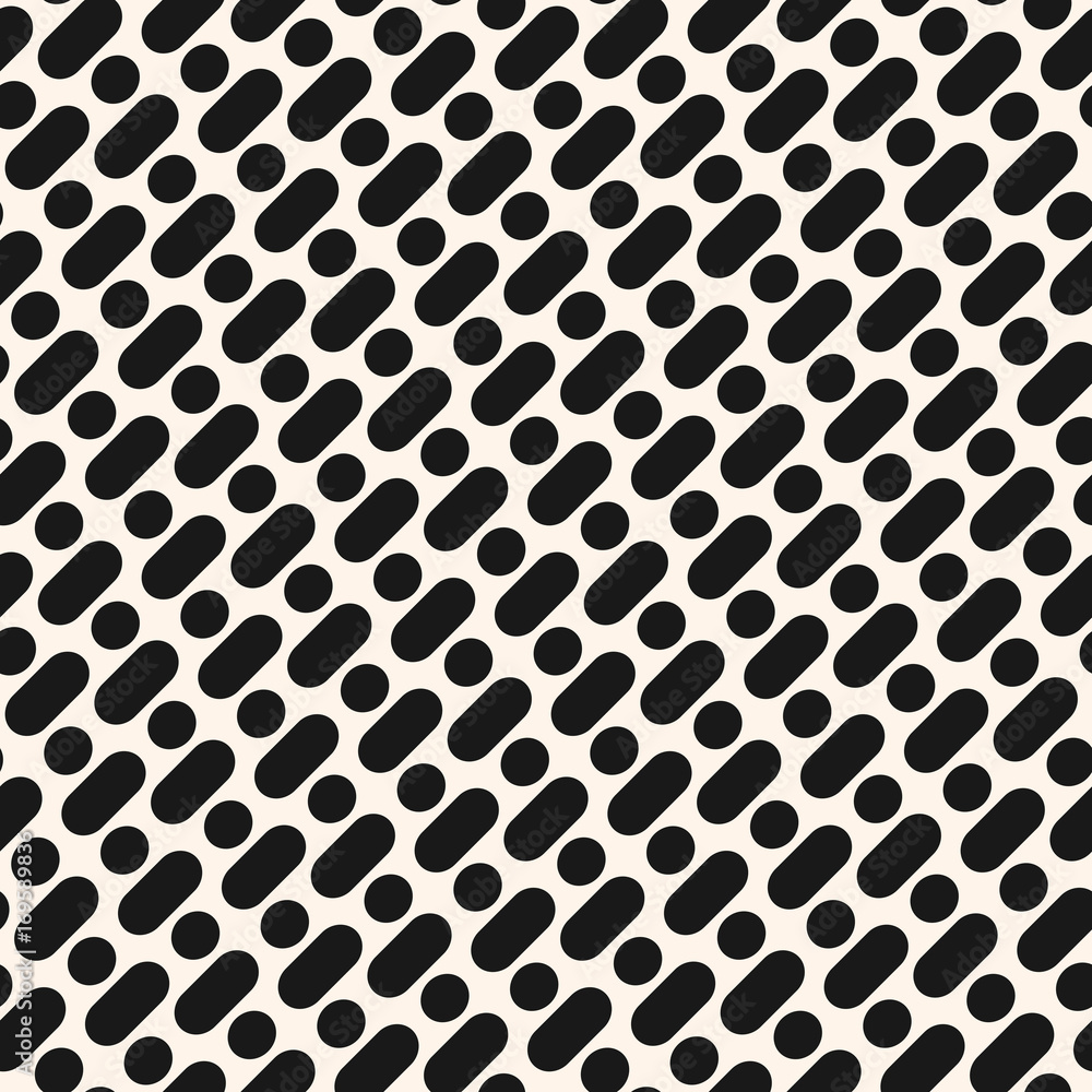 Vector seamless pattern with black diagonal rounded lines, stripes and circles Vector seamless pattern with black diagonal rounded lines, stripes and circles