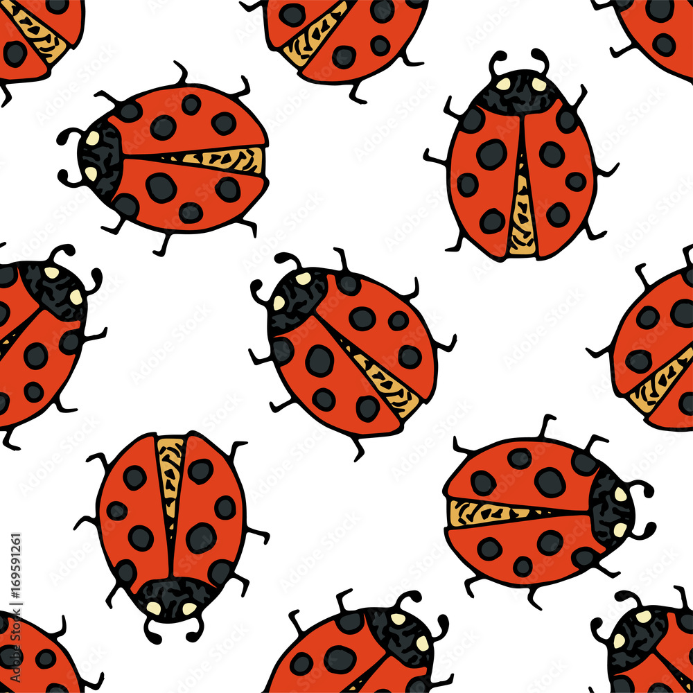 Ladybug seamless pattern. Vector illustration. Ladybug seamless pattern. Vector illustration.