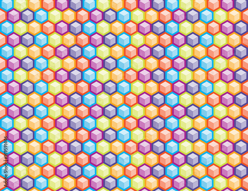 Geometric hexagon seamless colorful pattern background
