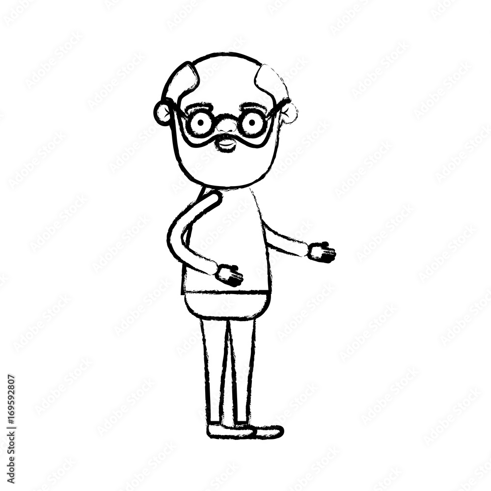 blurred silhouette of full body grandfather in clothes with beard and glasses blurred silhouette of full body grandfather in clothes with beard and glasses