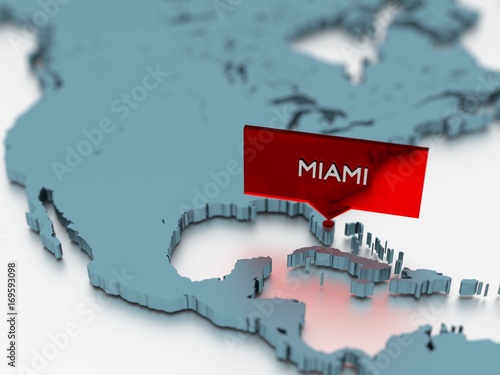 3d world map sticker - City of Miami