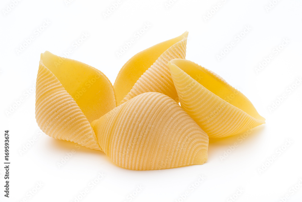Italian lumaconi isolated on white background. Italian lumaconi isolated on white background.