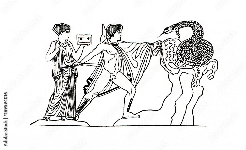 Jason and Medea seize the Golden Fleece Stock Illustration | Adobe Stock