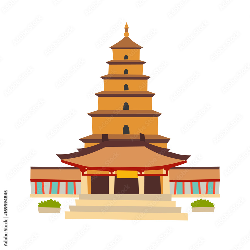 Giant pagoda temple vector icon. China house in cartoon style, red color.  Chinese temple, Isolated on white background Stock Vector | Adobe Stock
