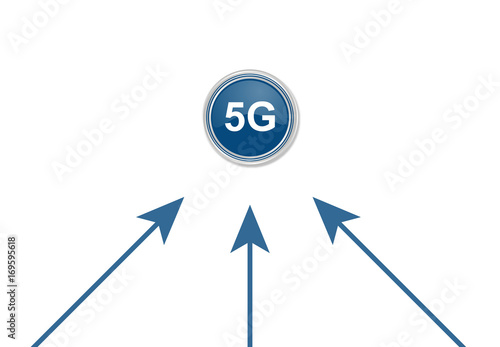 Pfeile zeigen auf Button - 5G-Symbol