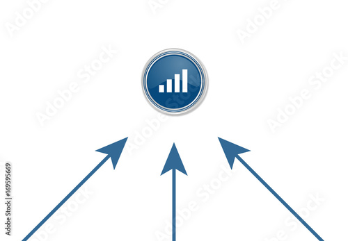 Pfeile zeigen auf Button - ansteigendes Balkendiagramm