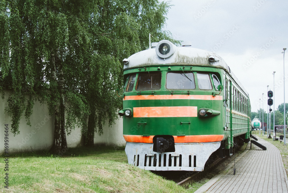 Naklejka premium old Soviet-era railway passenger train wagon