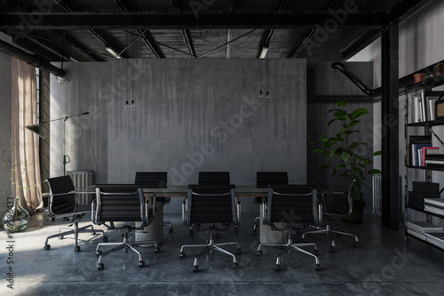 Rustikaler Besprechungszimmer / Konferenzzimmer in Beton Büro Loft photo