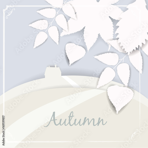 Fototapeta Naklejka Na Ścianę i Meble -  Beautiful autumn landscape and leaves isolated vector illustration