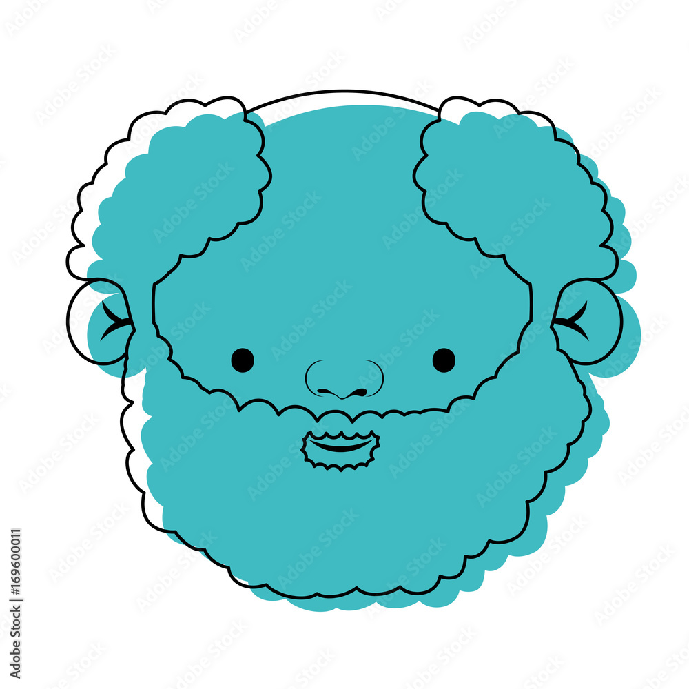 face bearded grandfather with curly hairstyle in blue watercolor silhouette face bearded grandfather with curly hairstyle in blue watercolor silhouette