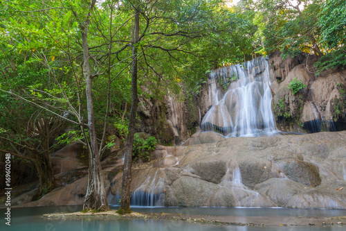 Beautiful landscape of tropical Saiyok waterfall in Kanchanaburi  Thailand