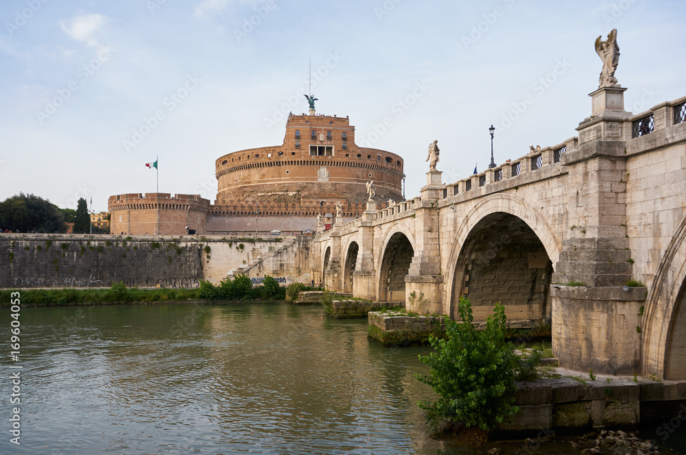 Pont St Angelo Bridge Rome on a sunny day