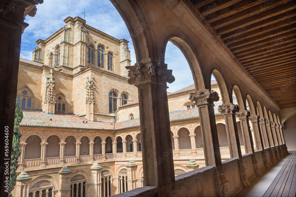 SALAMANCA, SPAIN, APRIL - 17, 2016:  The renaissance-baroque atrium of Colegio Arzobispo Fonseca.