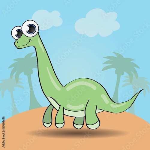 Funny cartoon style dinosaur vector illustration photo